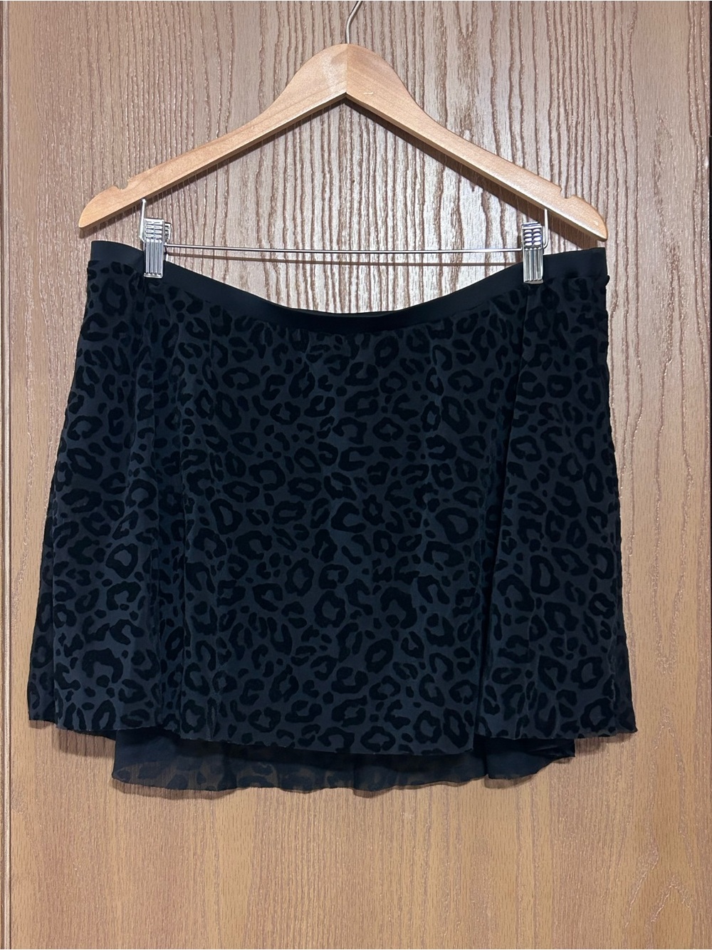 Torrid Black Leopard Flocked Mesh High Waist Skater Swim Skirt